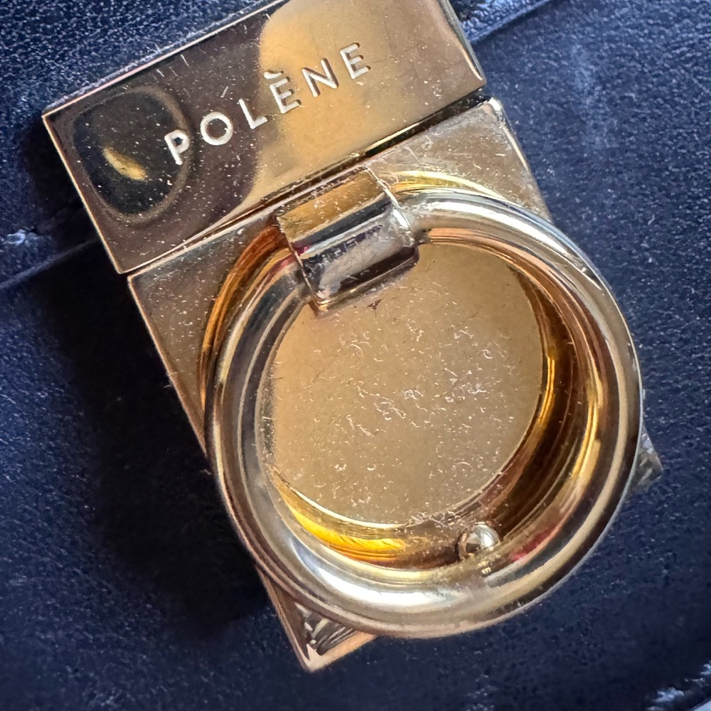 SOLD ❤️polene Numéro Sept Mini smooth leather chain crossbody top handle bl - Picture 8 of 17